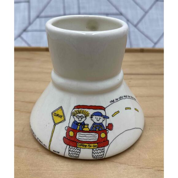 Vintage Car No Spill Ceramic Mug Cream Dad Joke Coffee To Go - Picture 1 of 10